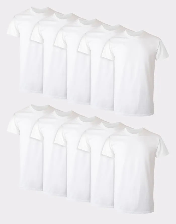 🔥Buy 2 Get 1 Free🔥Cotton Undershirt Super Value Pack, Moisture-Wicking, White, 10-pack
