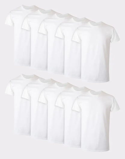 🔥Buy 2 Get 1 Free🔥Cotton Undershirt Super Value Pack, Moisture-Wicking, White, 10-pack