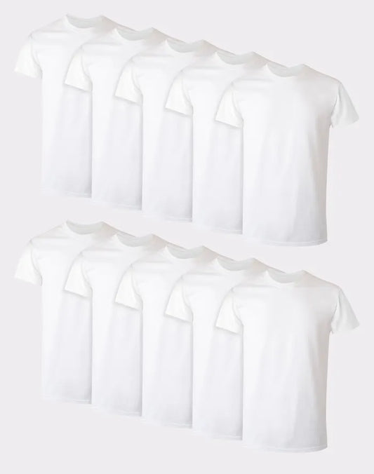🔥Buy 2 Get 1 Free🔥Cotton Undershirt Super Value Pack, Moisture-Wicking, White, 10-pack
