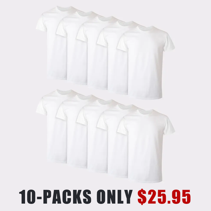 🔥Buy 2 Get 1 Free🔥Cotton Undershirt Super Value Pack, Moisture-Wicking, White, 10-pack
